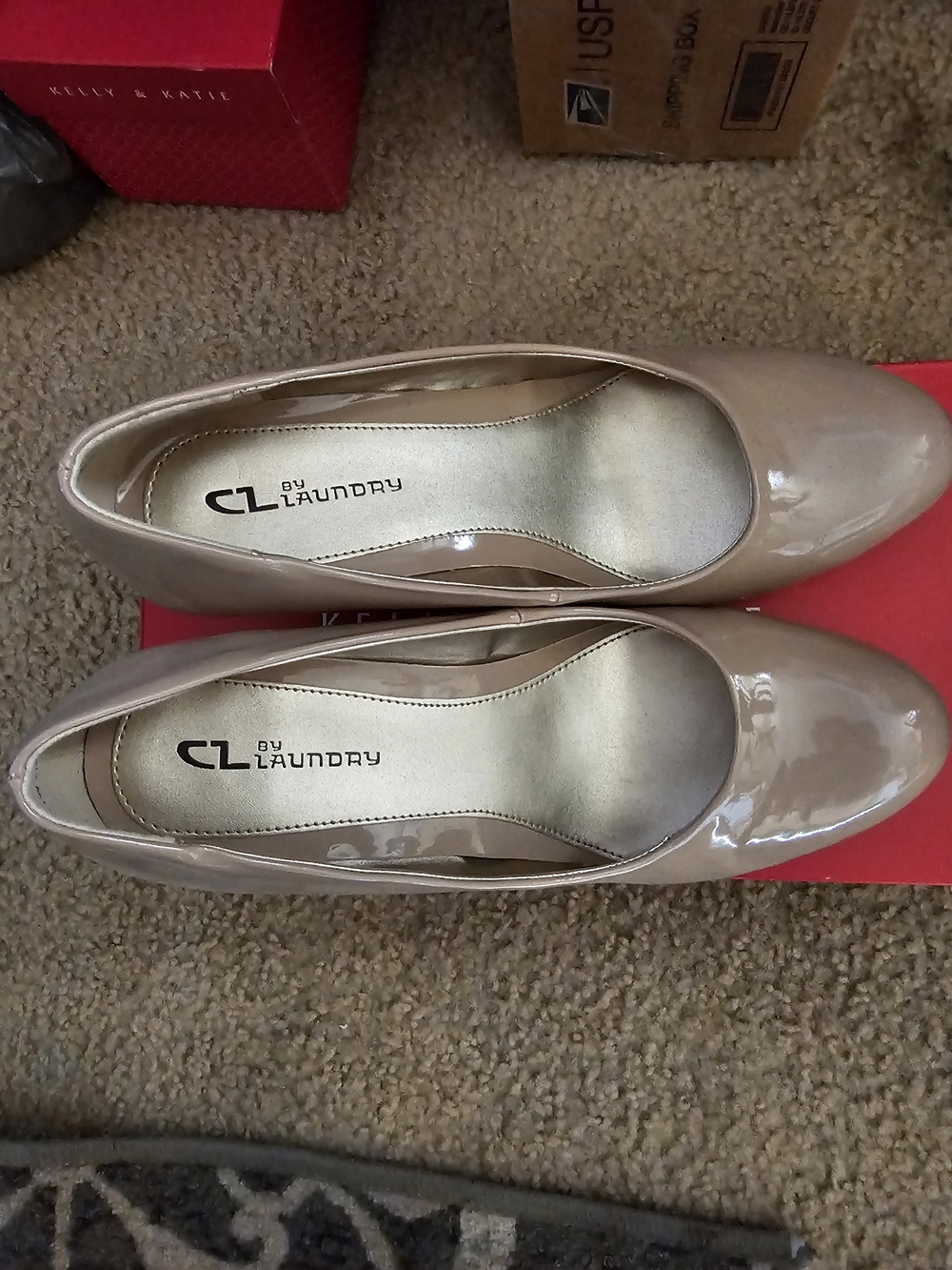 CL by Laundry Women's Nude Patent Round-Toe Heels